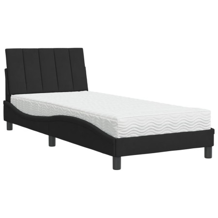 vidaXL Bett mit Matratze Schwarz 90x200 cm Samt