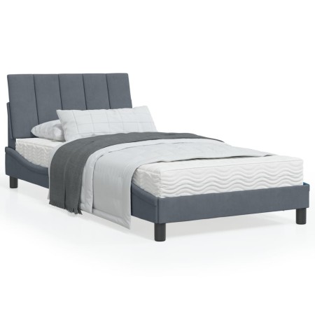 vidaXL Bett mit Matratze Dunkelgrau 100x200 cm Samt