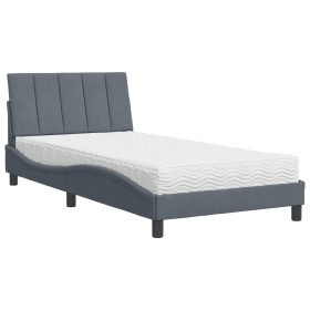 vidaXL Bett mit Matratze Dunkelgrau 100x200 cm Samt