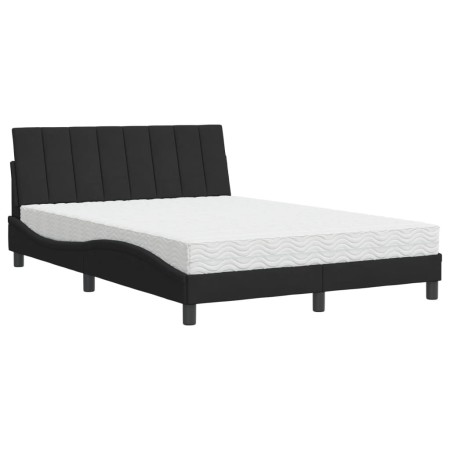 vidaXL Bett mit Matratze Schwarz 120x200 cm Samt
