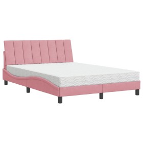 vidaXL Bett mit Matratze Rosa 140x190 cm Samt