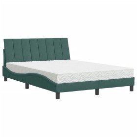 vidaXL Bett mit Matratze Dunkelgrün 140x190 cm Samt