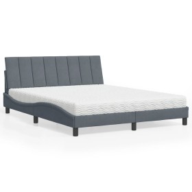 vidaXL Bett mit Matratze Dunkelgrau 160x200 cm Samt
