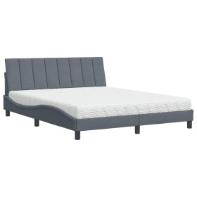 vidaXL Bett mit Matratze Dunkelgrau 160x200 cm Samt