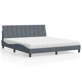 vidaXL Bett mit Matratze Dunkelgrau 180x200 cm Samt