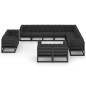 12-tlg. Garten-Lounge-Set mit Kissen Schwarz Kiefer Massivholz 12-tlg. Garten-Lounge-Set mit Kissen Schwarz Kiefer Massivholz
