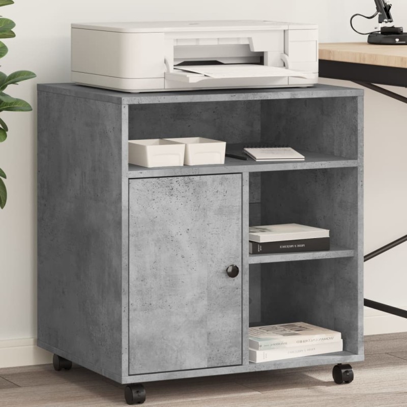 vidaXL Druckerständer mit Rollen Betongrau 60x50x67 cm vidaXL Druckerständer mit Rollen Betongrau 60x50x67 cm