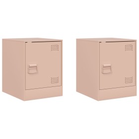 vidaXL Nachttische 2 Stk. Rosa 34,5x39x44 cm Stahl