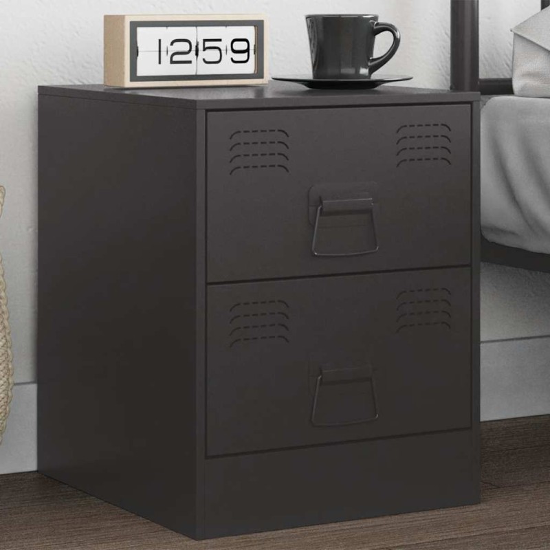 vidaXL Nachttisch Schwarz 34,5x39x44 cm Stahl vidaXL Nachttisch Schwarz 34,5x39x44 cm Stahl
