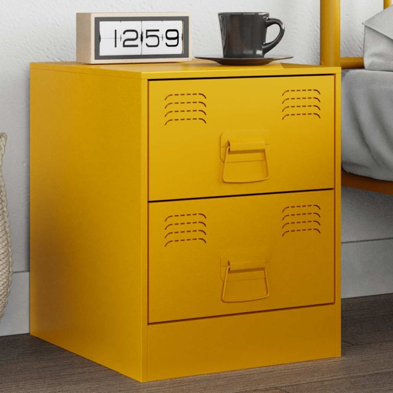 vidaXL Nachttisch Gelb 34,5x39x44 cm Stahl vidaXL Nachttisch Gelb 34,5x39x44 cm Stahl