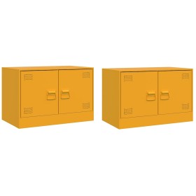 vidaXL TV-Schränke 2 Stk. Senfgelb 67x39x44 cm Stahl