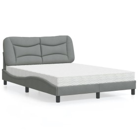 vidaXL Bett mit Matratze Hellgrau 120x200 cm Stoff