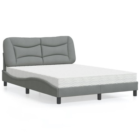 vidaXL Bett mit Matratze Hellgrau 120x200 cm Stoff