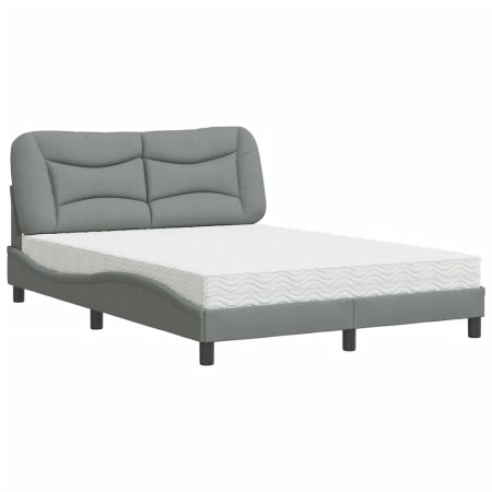 vidaXL Bett mit Matratze Hellgrau 120x200 cm Stoff