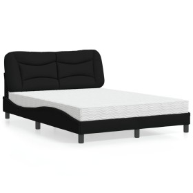 vidaXL Bett mit Matratze Schwarz 140x200 cm Stoff