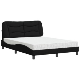 vidaXL Bett mit Matratze Schwarz 140x200 cm Stoff
