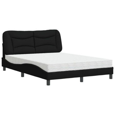 vidaXL Bett mit Matratze Schwarz 140x200 cm Stoff