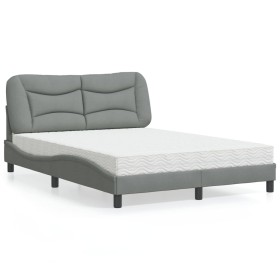 vidaXL Bett mit Matratze Hellgrau 140x200 cm Stoff