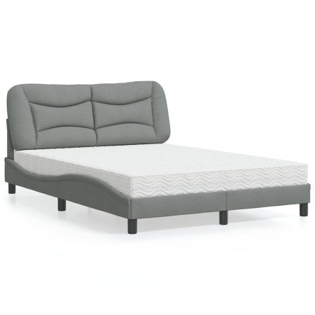 vidaXL Bett mit Matratze Hellgrau 140x200 cm Stoff