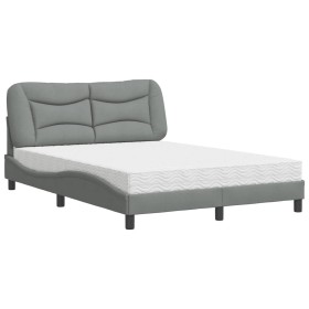 vidaXL Bett mit Matratze Hellgrau 140x200 cm Stoff