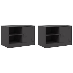 vidaXL TV-Schränke 2 Stk. Schwarz 67x39x44 cm Stahl