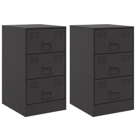 vidaXL Nachttische 2 Stk. Schwarz 34,5x39x62 cm Stahl
