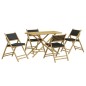 vidaXL 5-tlg. Bistro-Set Klappbar mit Dunkelgrauen Kissen Bambus vidaXL 5-tlg. Bistro-Set Klappbar mit Dunkelgrauen Kissen Bambus
