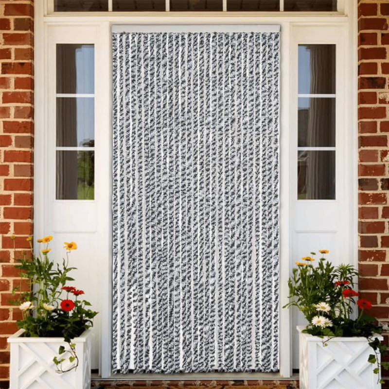 vidaXL Fliegenvorhang Grau, Schwarz und Weiß 118x220 cm Chenille vidaXL Fliegenvorhang Grau, Schwarz und Weiß 118x220 cm Chenille