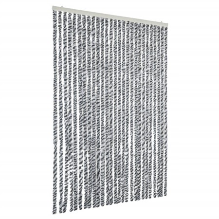 vidaXL Fliegenvorhang Grau, Schwarz und Weiß 118x220 cm Chenille