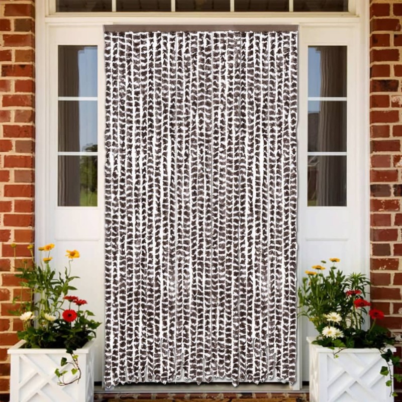 vidaXL Fliegenvorhang Braun und Weiß 118x220 cm Chenille vidaXL Fliegenvorhang Braun und Weiß 118x220 cm Chenille