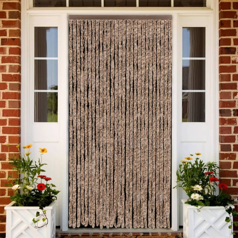 vidaXL Fliegenvorhang Beige und Dunkelbraun 118x220 cm Chenille vidaXL Fliegenvorhang Beige und Dunkelbraun 118x220 cm Chenille