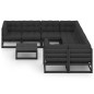 9-tlg. Garten-Lounge-Set mit Kissen Schwarz Massivholz Kiefer 9-tlg. Garten-Lounge-Set mit Kissen Schwarz Massivholz Kiefer