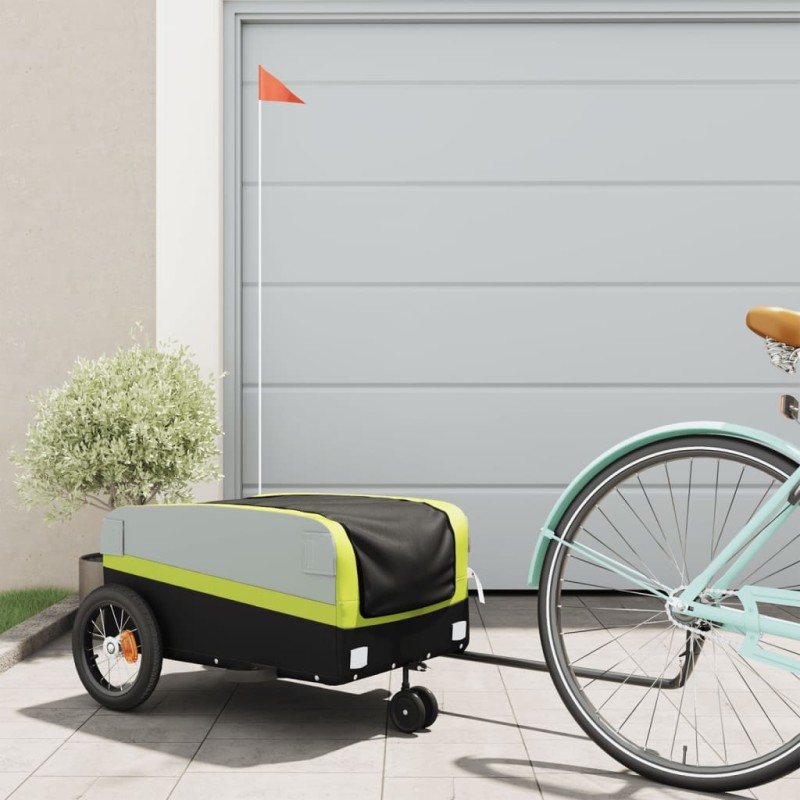 vidaXL Fahrradanhänger Schwarz und Grün 30 kg Eisen vidaXL Fahrradanhänger Schwarz und Grün 30 kg Eisen