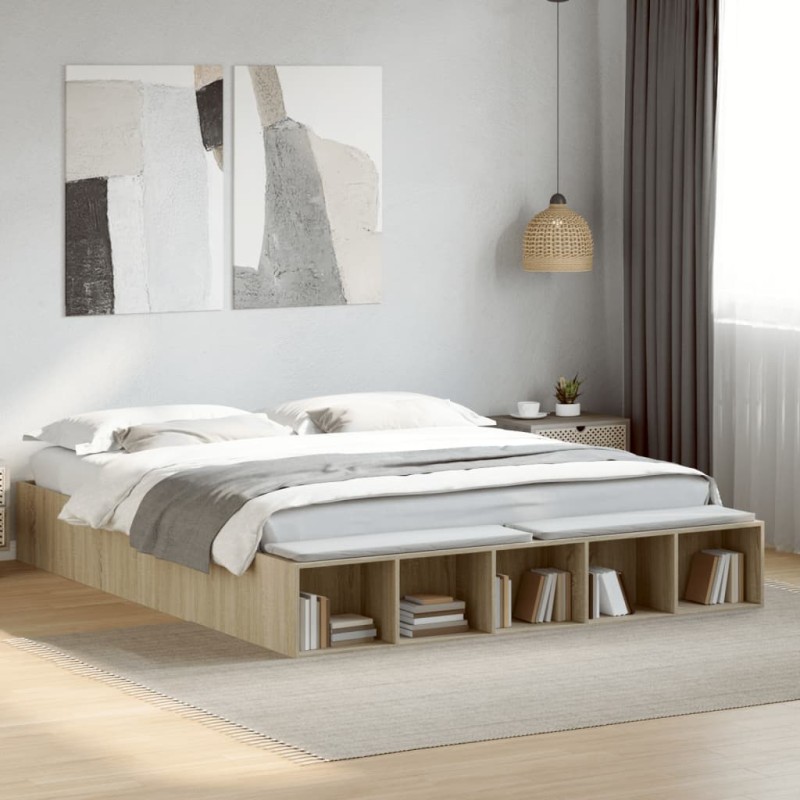 vidaXL Bettgestell Sonoma-Eiche 200x200 cm Holzwerkstoff vidaXL Bettgestell Sonoma-Eiche 200x200 cm Holzwerkstoff