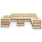 10-tlg. Garten-Lounge-Set Kissen Honigbraun Kiefer Massivholz 10-tlg. Garten-Lounge-Set Kissen Honigbraun Kiefer Massivholz
