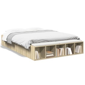 vidaXL Bettgestell Sonoma-Eiche 140x190 cm Holzwerkstoff