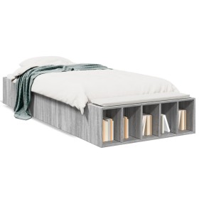 vidaXL Bettgestell Grau Sonoma 100x200 cm Holzwerkstoff