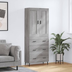 Highboard Grau Sonoma 69,5x34x180 cm Holzwerkstoff