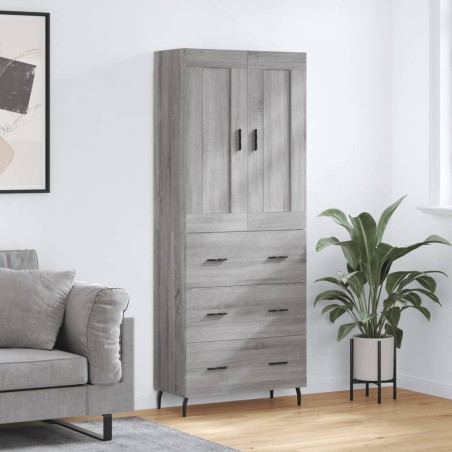 Highboard Grau Sonoma 69,5x34x180 cm Holzwerkstoff