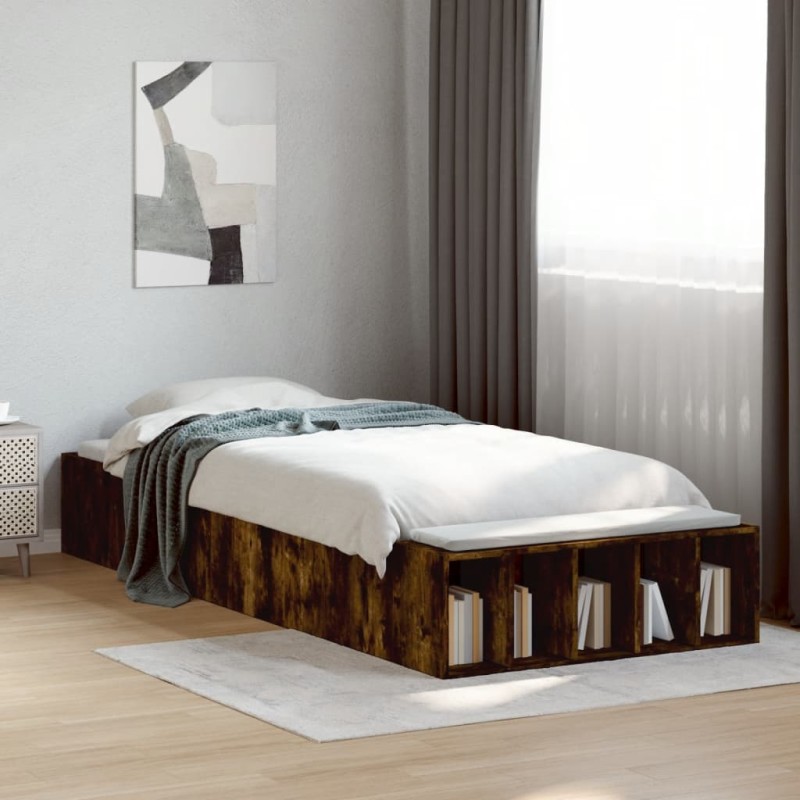 vidaXL Bettgestell Räuchereiche 90x190 cm Holzwerkstoff vidaXL Bettgestell Räuchereiche 90x190 cm Holzwerkstoff