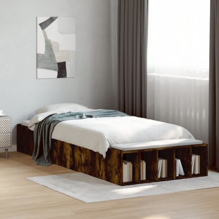 vidaXL Bettgestell Räuchereiche 90x190 cm Holzwerkstoff