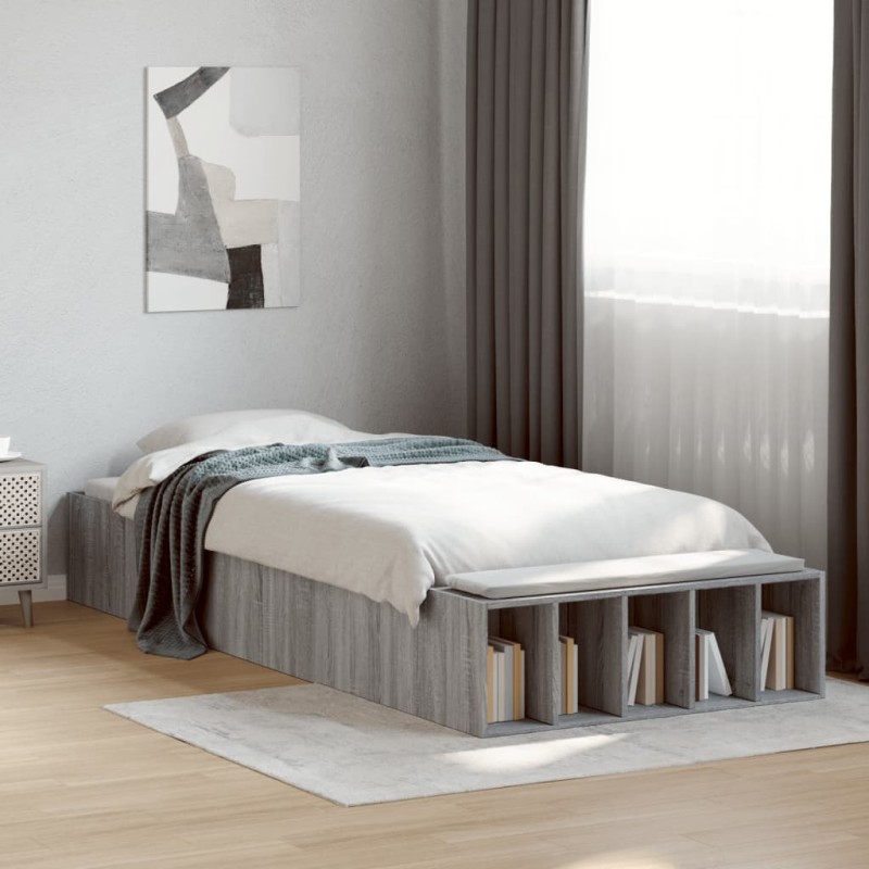 vidaXL Bettgestell Grau Sonoma 75x190 cm Holzwerkstoff vidaXL Bettgestell Grau Sonoma 75x190 cm Holzwerkstoff