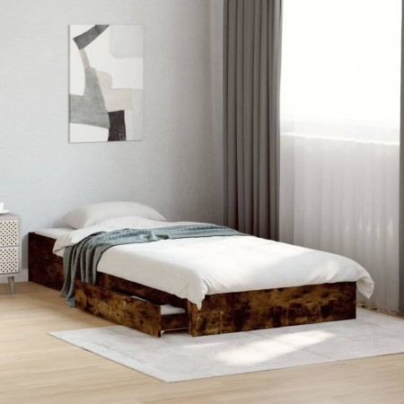 vidaXL Bettgestell mit Schubladen Räuchereiche 75x190 cm Holzwerkstoff