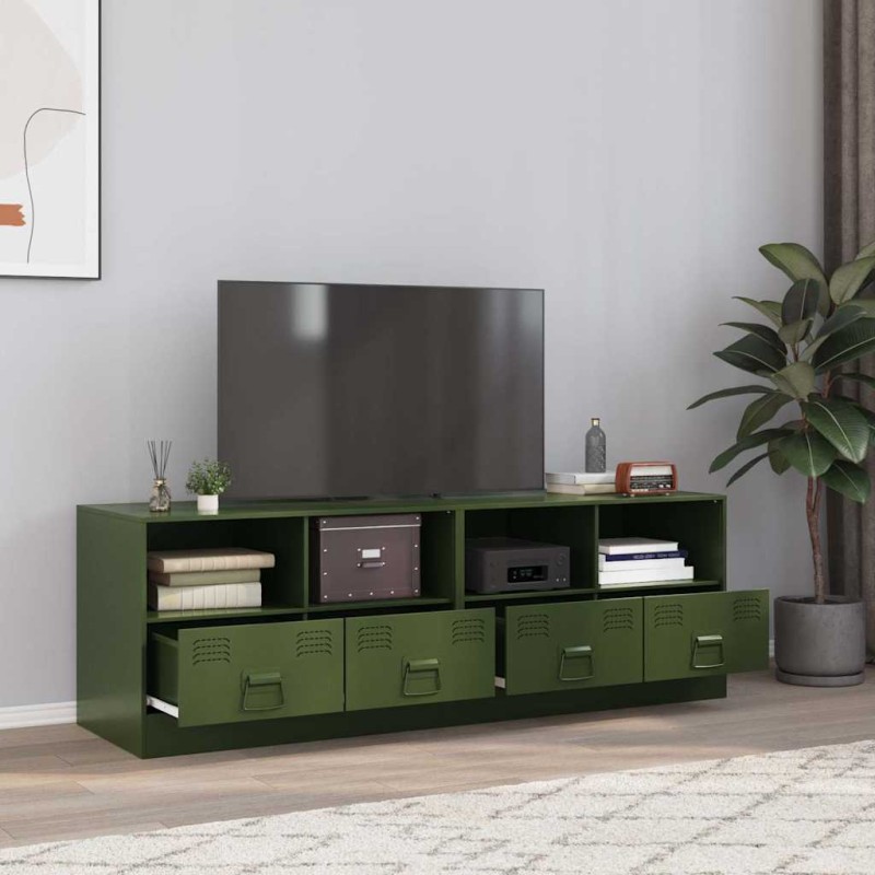 vidaXL TV-Schränke 2 Stk. Olivgrün 67x39x44 cm Stahl vidaXL TV-Schränke 2 Stk. Olivgrün 67x39x44 cm Stahl