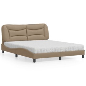 vidaXL Bett mit Matratze Cappuccino-Braun 160x200 cm Kunstleder