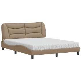 vidaXL Bett mit Matratze Cappuccino-Braun 160x200 cm Kunstleder