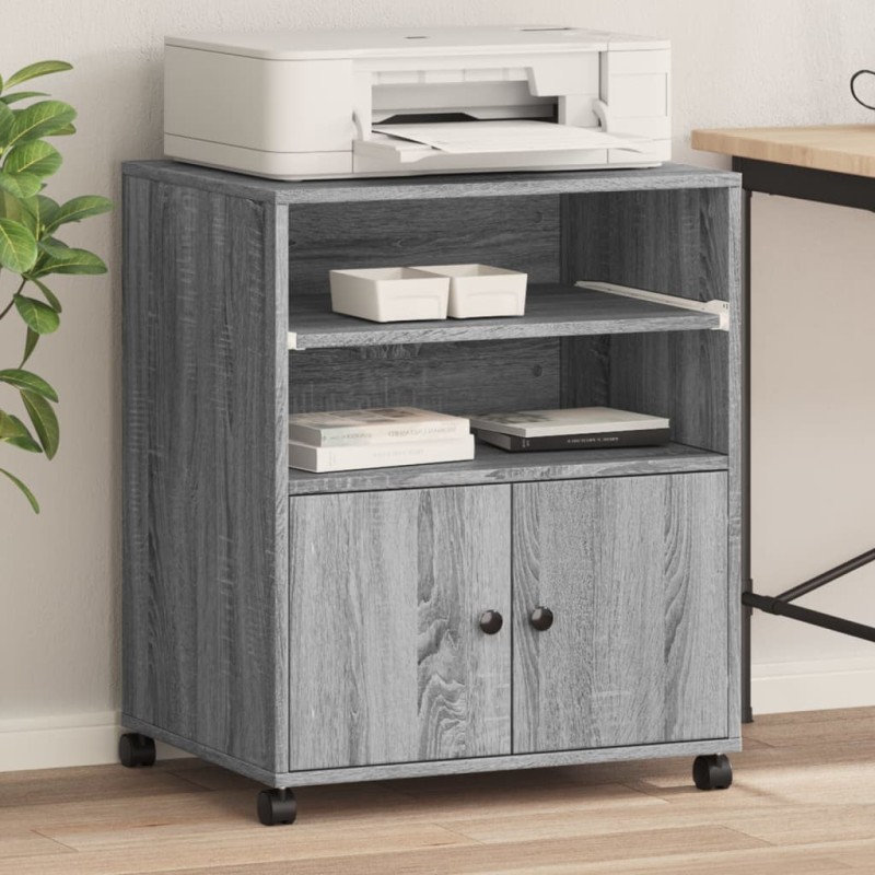 vidaXL Druckerständer mit Rollen Grau Sonoma 60x48x74 cm vidaXL Druckerständer mit Rollen Grau Sonoma 60x48x74 cm