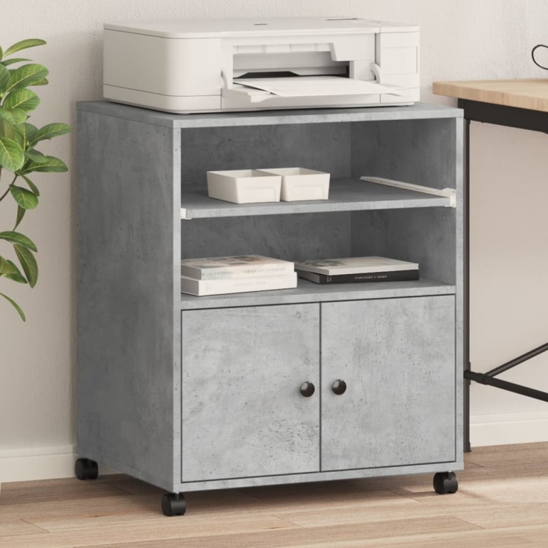 vidaXL Druckerständer mit Rollen Betongrau 60x48x74 cm vidaXL Druckerständer mit Rollen Betongrau 60x48x74 cm
