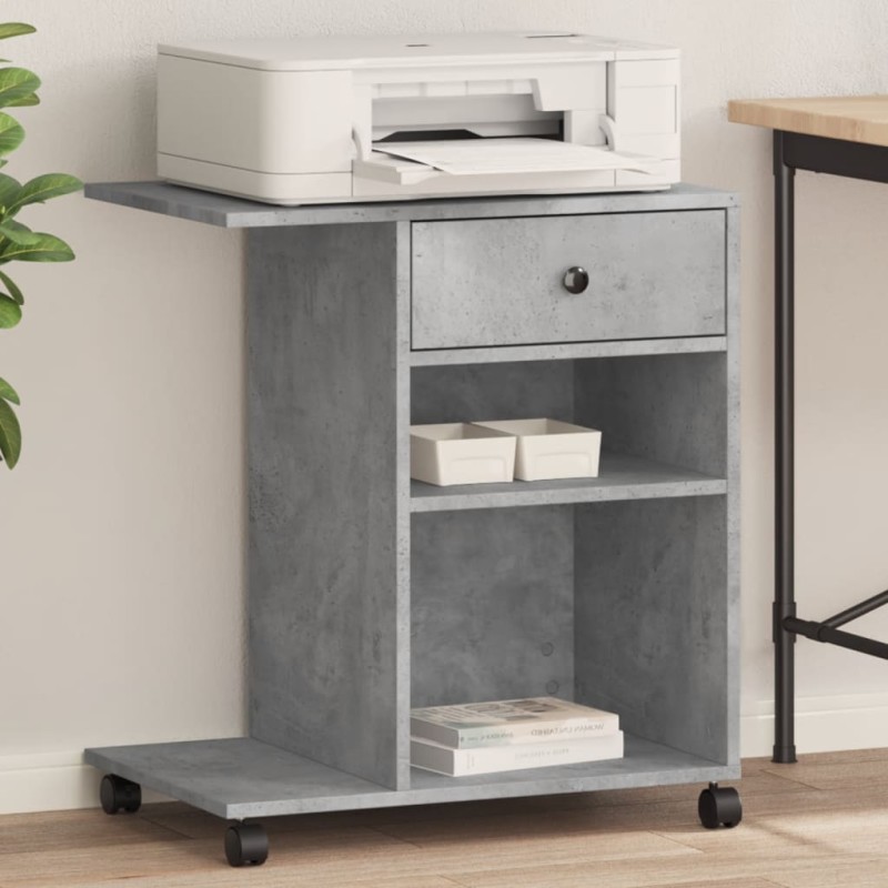vidaXL Druckerständer mit Rollen Betongrau 60x40x68,5 cm vidaXL Druckerständer mit Rollen Betongrau 60x40x68,5 cm