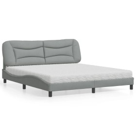 vidaXL Bett mit Matratze Hellgrau 180x200 cm Stoff
